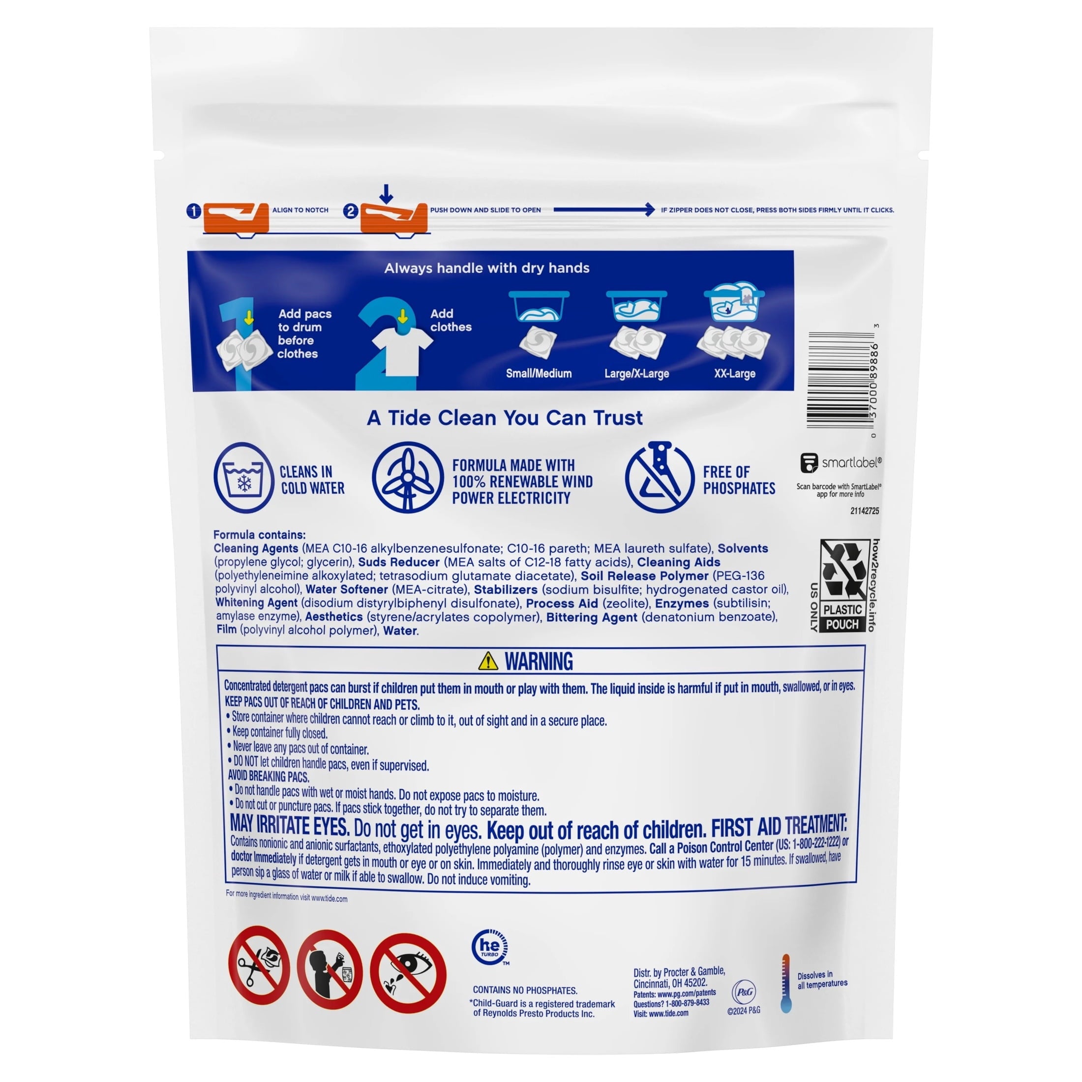 Tide PODS Free & Gentle laundry detergent, 102 ct, Trusted, gentle laundry detergent pods, 100% free of irritating residues: no added dyes and perfumes