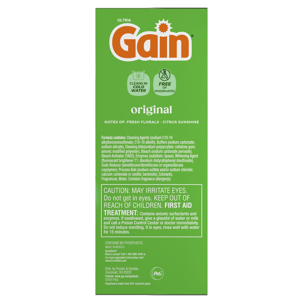 Gain Powder Laundry Detergent, Original Scent, 82 oz, 89 Loads