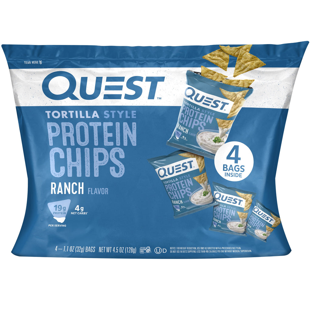 (2 pack) Quest Tortilla Style Protein Chips, Ranch, Baked, Gluten Free, 4 Count
