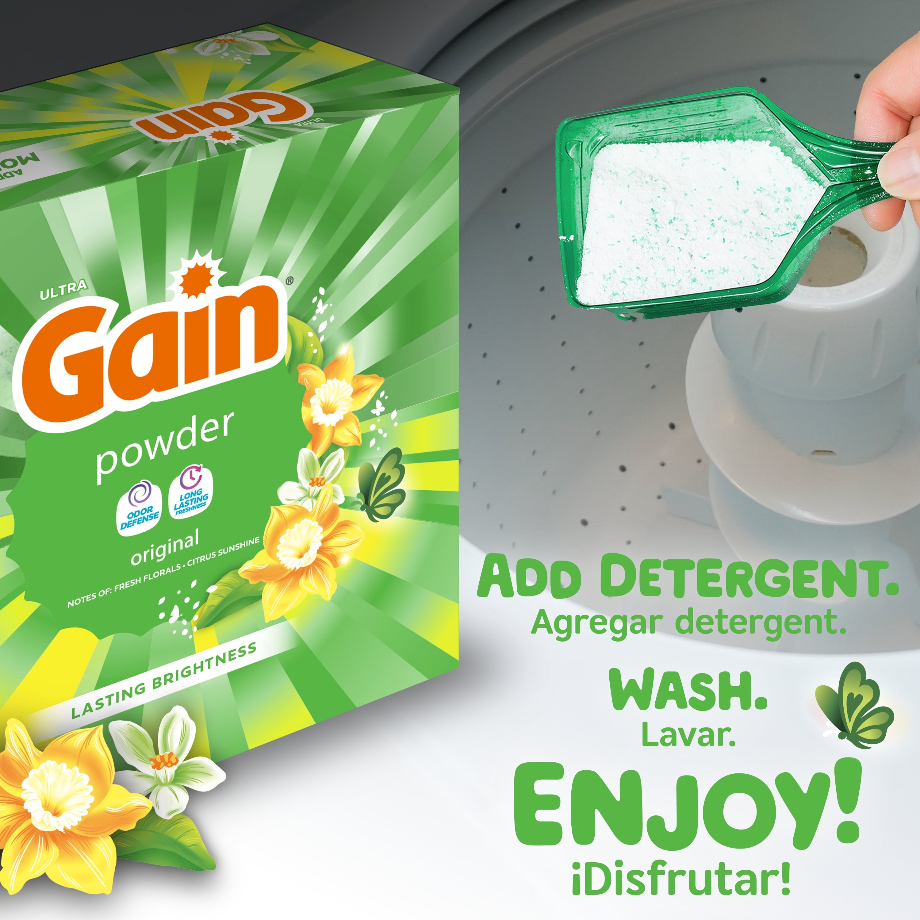 Gain Powder Laundry Detergent, Original Scent, 40 oz, 44 Loads