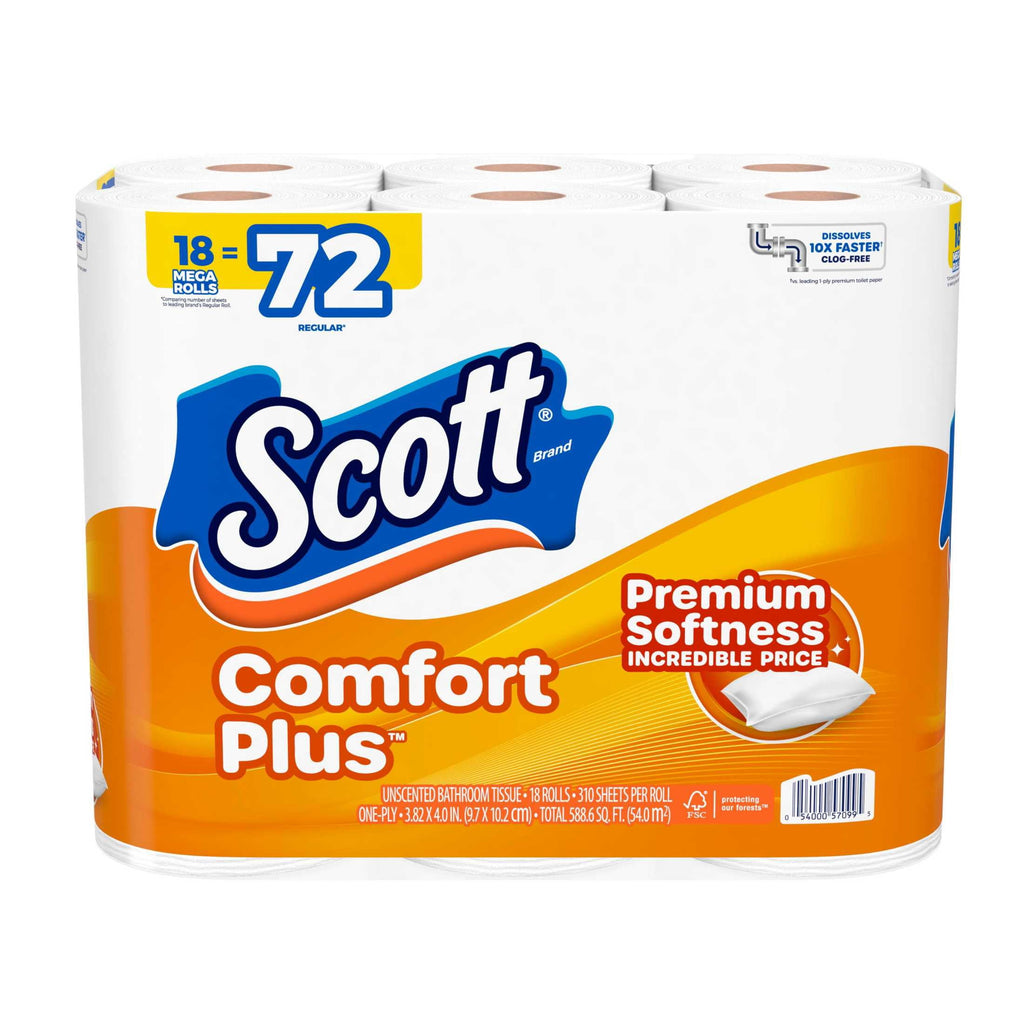 Scott ComfortPlus Toilet Paper, 12 Mega Rolls