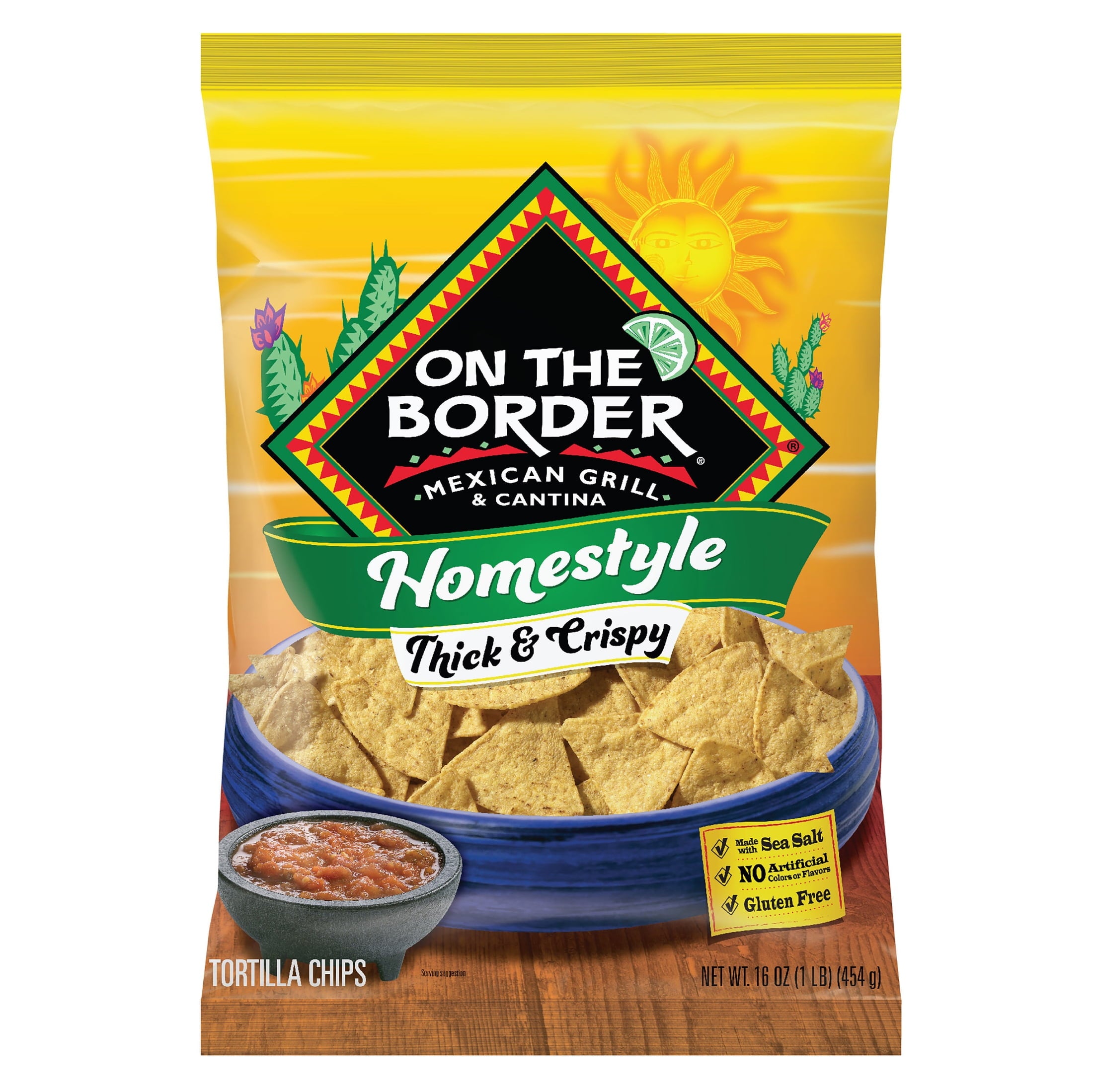 On The Border Homestyle Thick & Crispy Tortilla Chips, Gluten-Free, 16 oz Bag