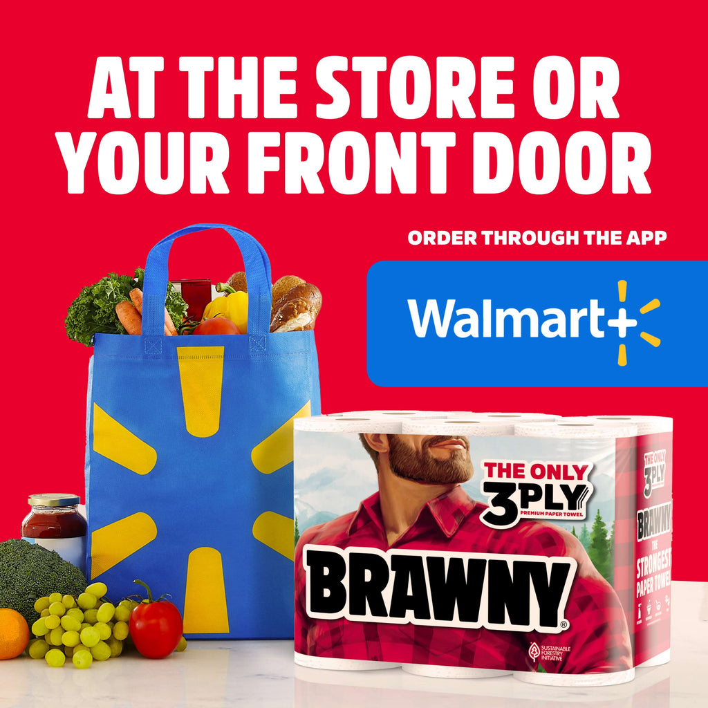 Brawny Tear-A-Square 3-Ply Paper Towels, 6 Double Rolls, 76 Sheets per Roll