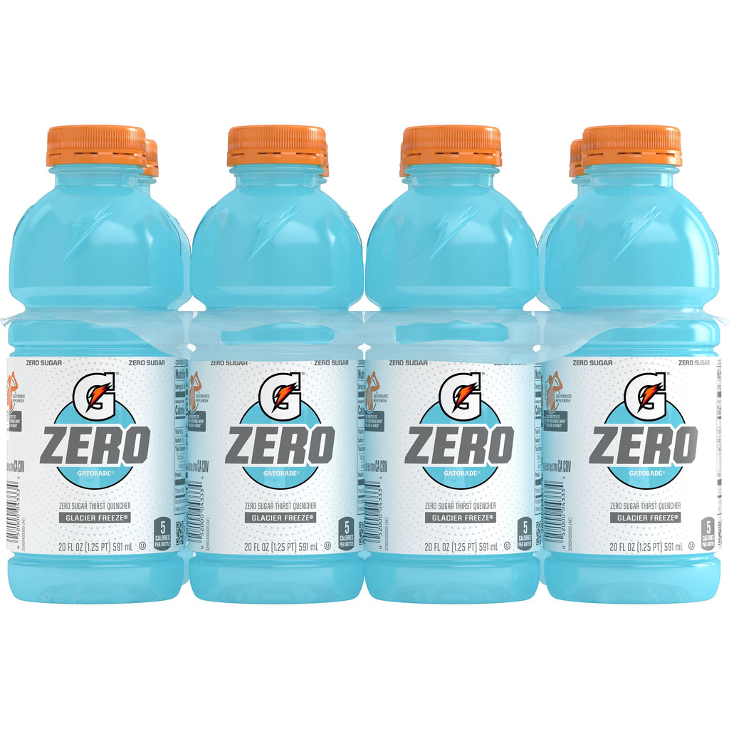 Gatorade Zero Sugar Thirst Quencher Glacier Cherry Sports Drinks, 20 fl oz, 8 Count Bottles