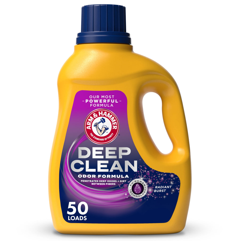 ARM & HAMMER Deep Clean Odor Formula Liquid Laundry Detergent, Radiant Burst, 75 Fl Oz
