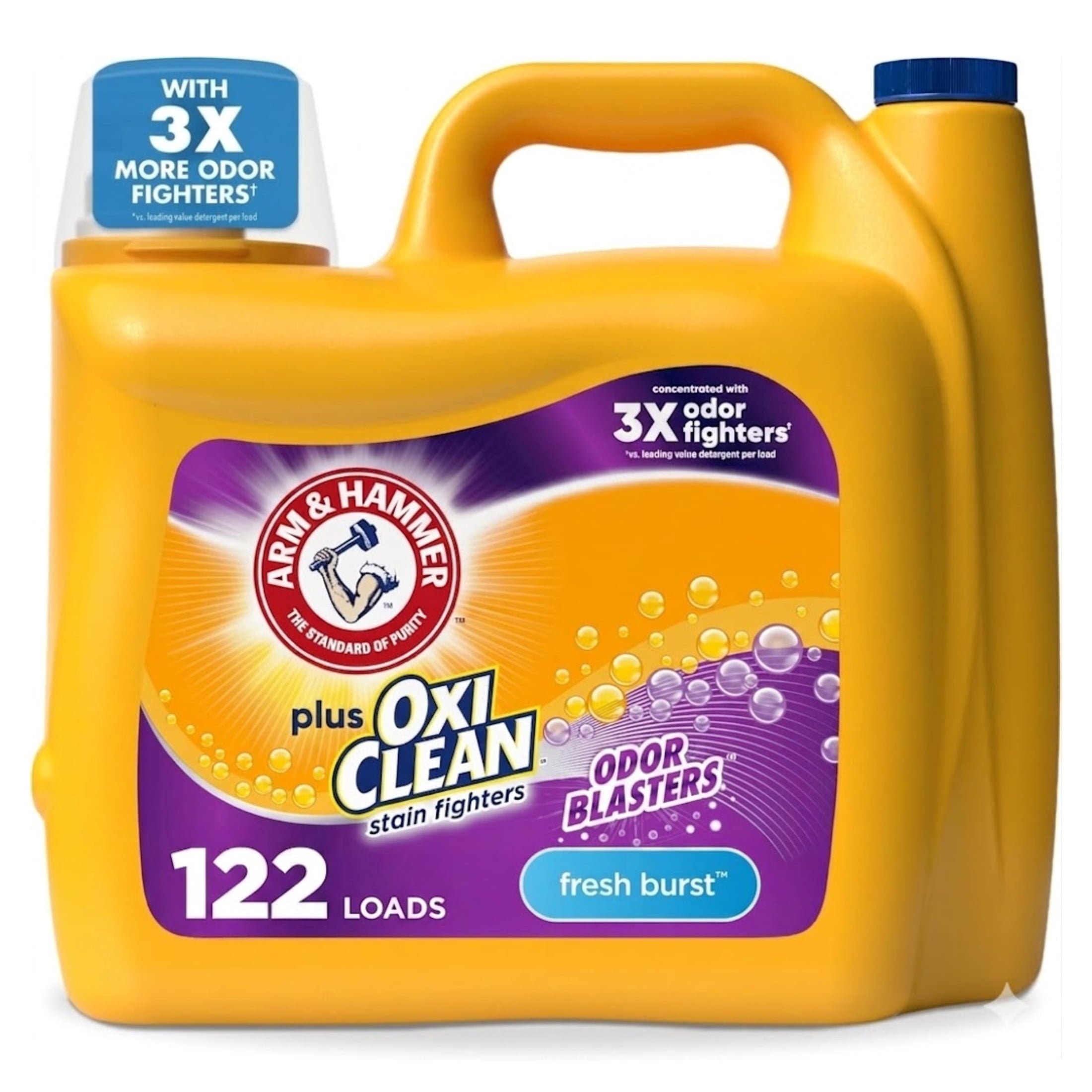ARM & HAMMER Plus OxiClean with Odor Blasters Liquid Detergent, Fresh Burst, 158.6 Fl Oz