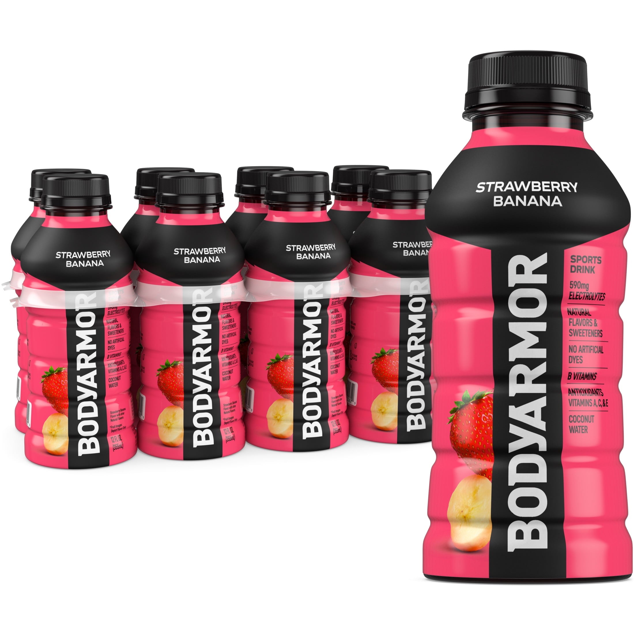 BODYARMOR Strawberry Banana Sports Drink Bottles, 12 fl oz, 8 Pack