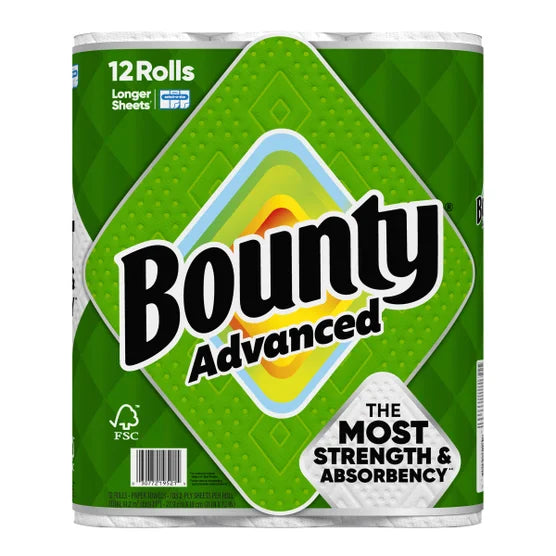 Bounty Advanced Paper Towels, 2-Ply, 103 Sheets per Roll, 12-Count Pack