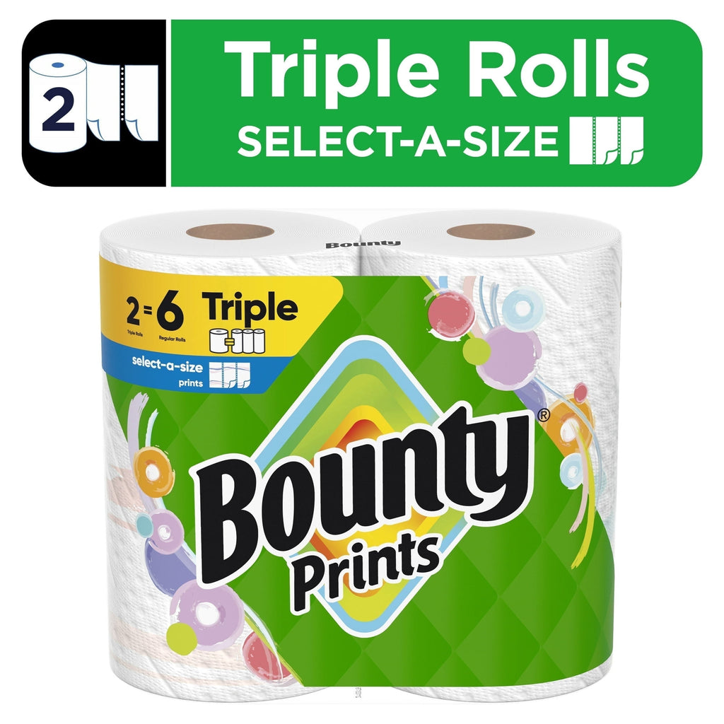 Bounty Paper Towels Select-A-Size Print, 2 Triple Rolls, 123 Sheets Per Roll 4 PACK