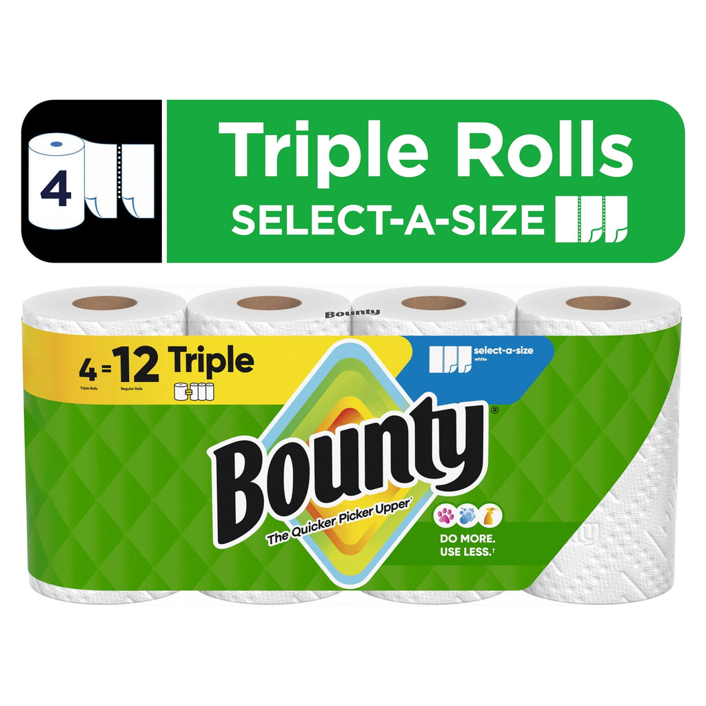 Bounty Paper Towels Select-A-Size White, 4 Triple Rolls, 123 Sheets Per Roll (2 pack)