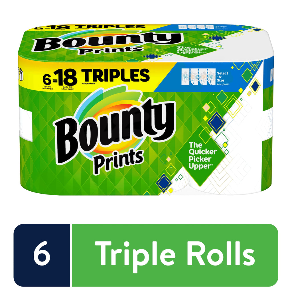 Bounty Select-A-Size Paper Towels, Print, 6 Triple Rolls
