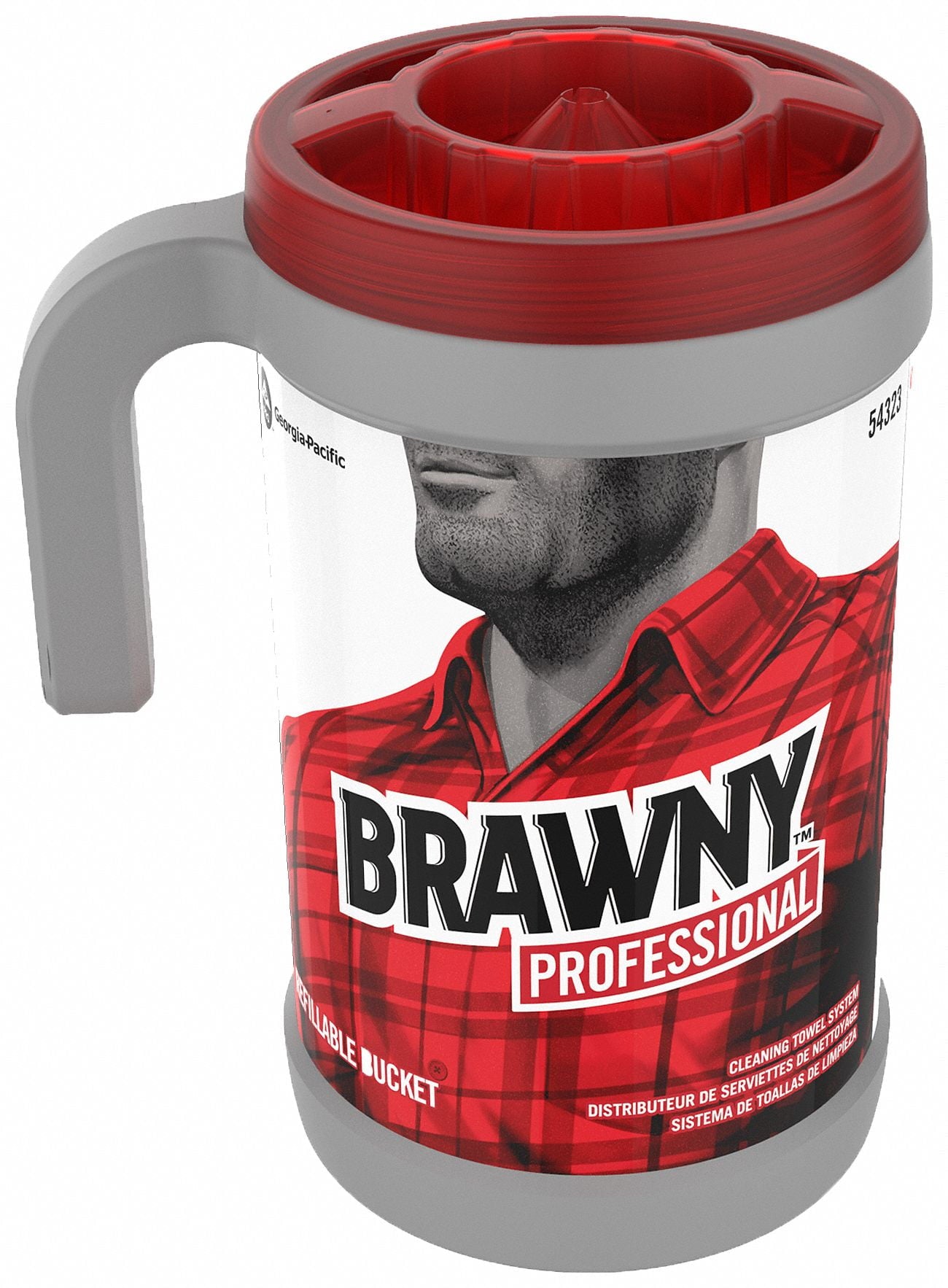 Brawny Disposable Towels,Plastic,Grey/Red,PK2 54323