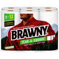 Brawny Tear-a-Square Paper Towels White 3 Sheet Sizes 6 Double Rolls (Pack of 2)