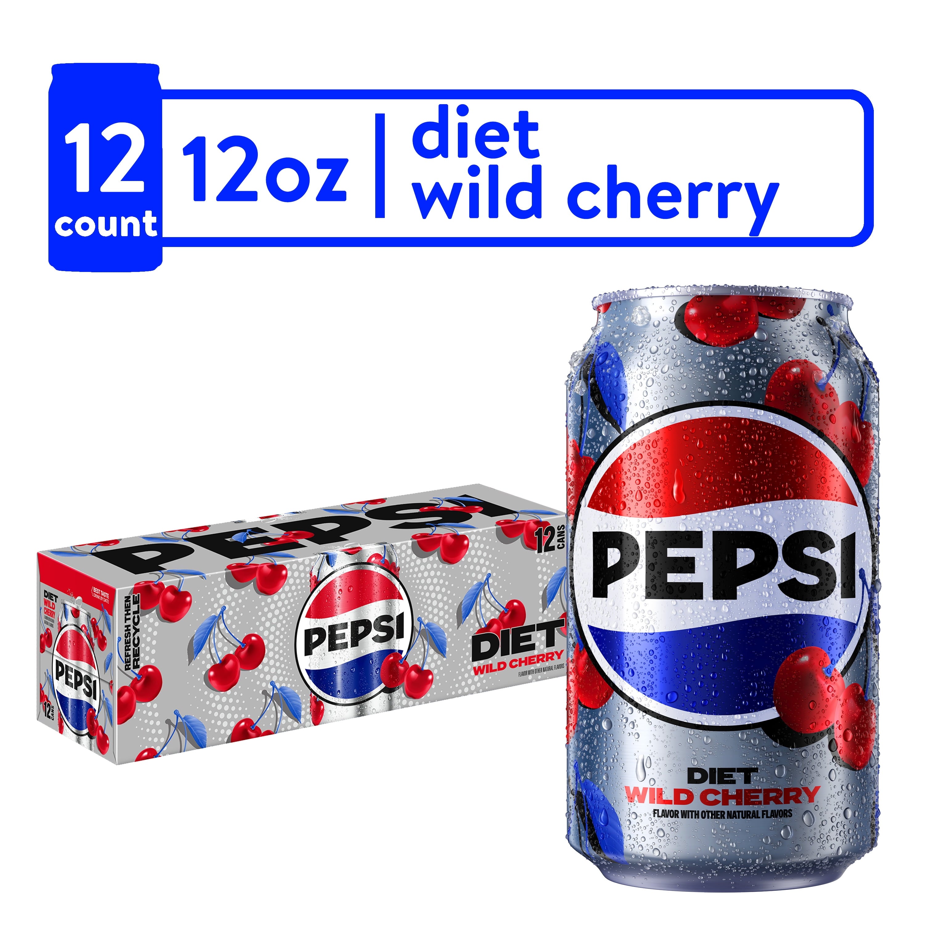 Diet Pepsi Cola Wild Cherry Soda Pop, 12 fl oz, 12 Pack Cans