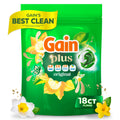 Gain Plus Flings Laundry Detergent Liquid Washing Pacs, Gain's Best All-In-One Clean, Original Scent, 18 Count