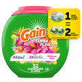 Gain Plus Flings Laundry Detergent Soap Pacs, All-In-One, Happy Hibiscus Scent, 32 Count