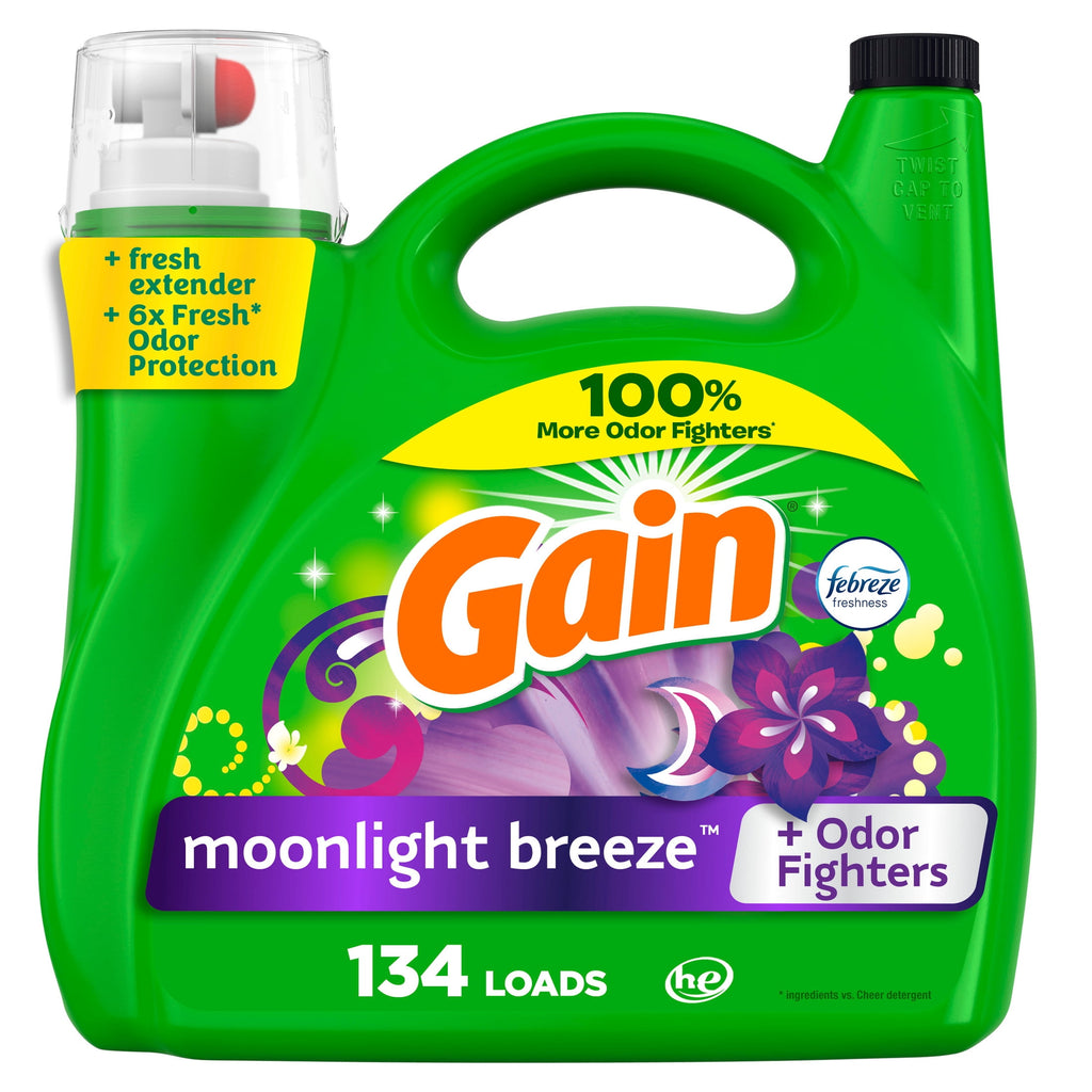 Gain Laundry Detergent Liquid with Odor Fighters, Moonlight Breeze Scent, 46 fl oz, 32 Loads