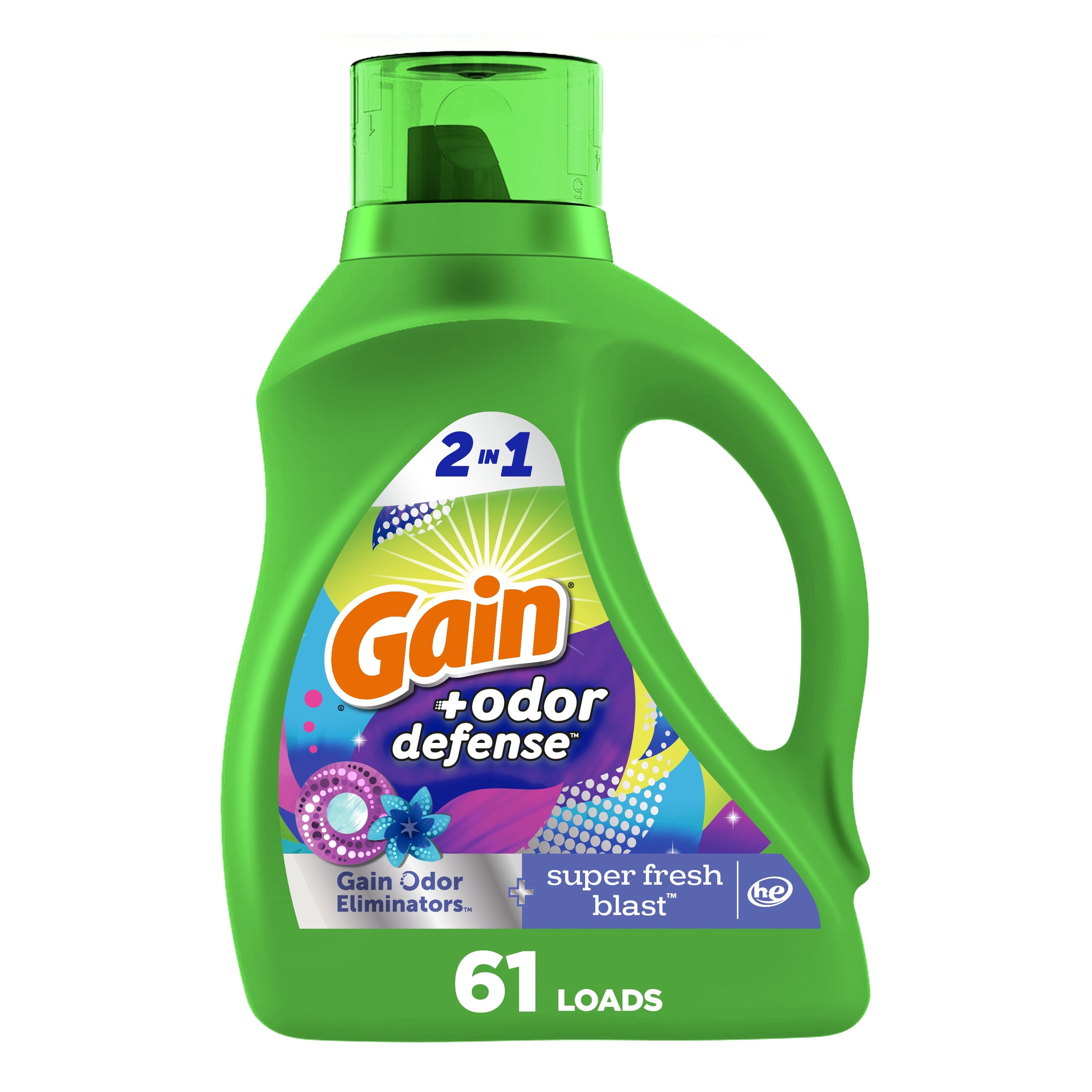 Gain Liquid Laundry Detergent Odor Defense, Super Fresh Blast Scent, 194 fl oz, 134 Loads