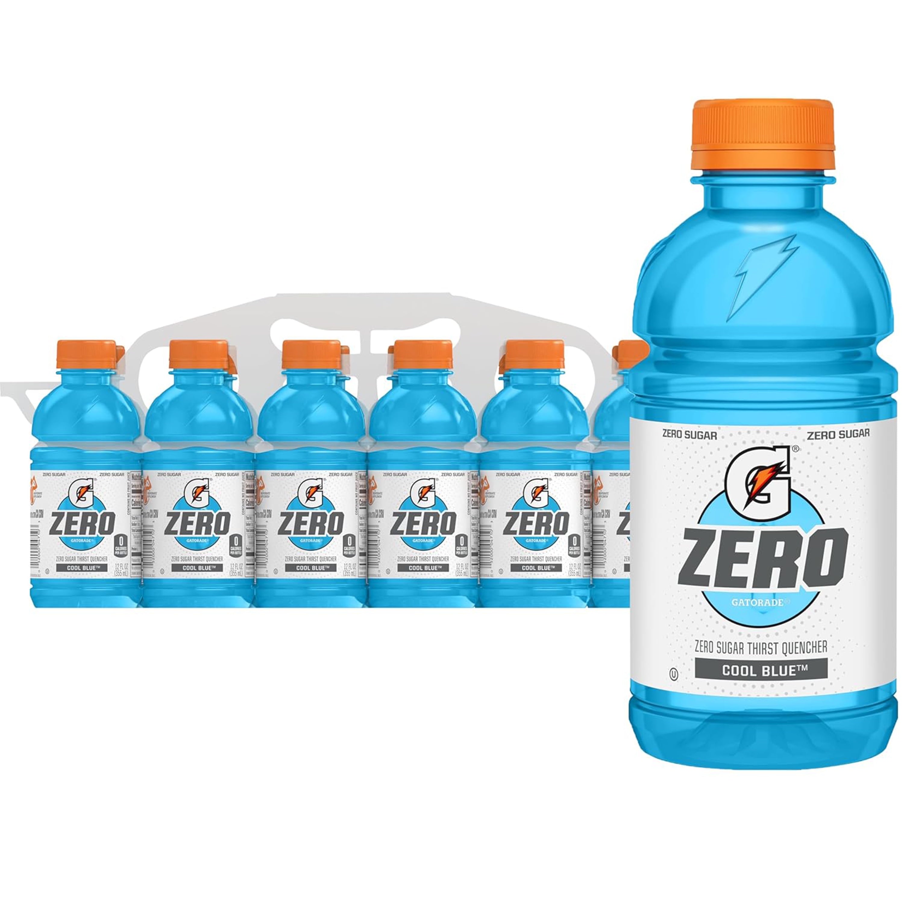 Gatorade Zero Sugar Thirst Quencher Lemon Lime Sports Drinks, 12 fl oz, 12 Count Bottles