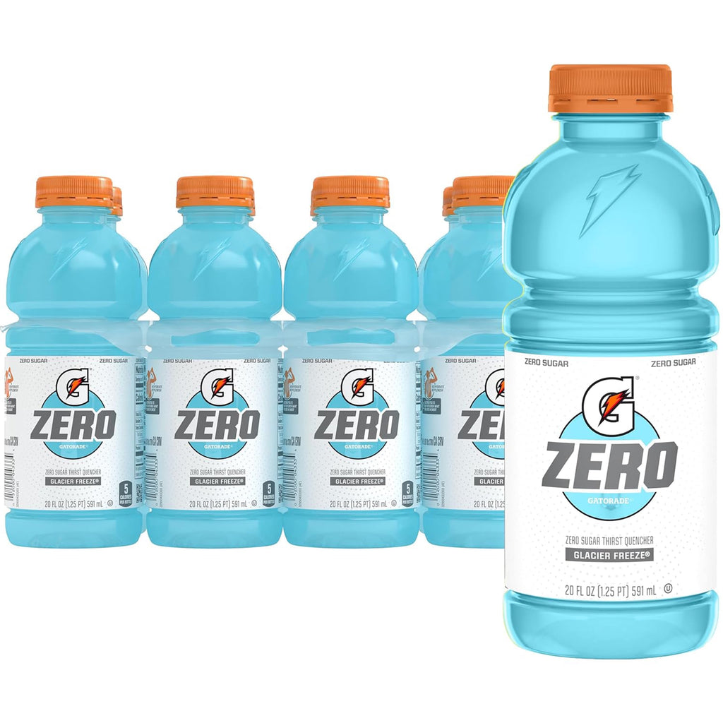 Gatorade Zero Sugar Thirst Quencher Glacier Cherry Sports Drinks, 20 fl oz, 8 Count Bottles