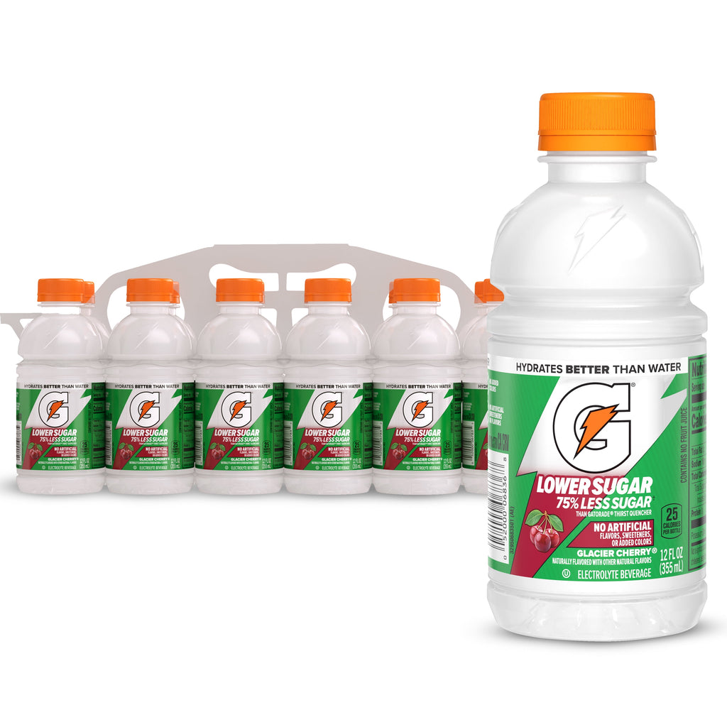 Gatorade Lower Sugar, No Artificials Fruit Punch Flavored Electrolyte Sports Drink, 12 fl oz Bottle, (12 pack), 75% Less Sugar, Hydration