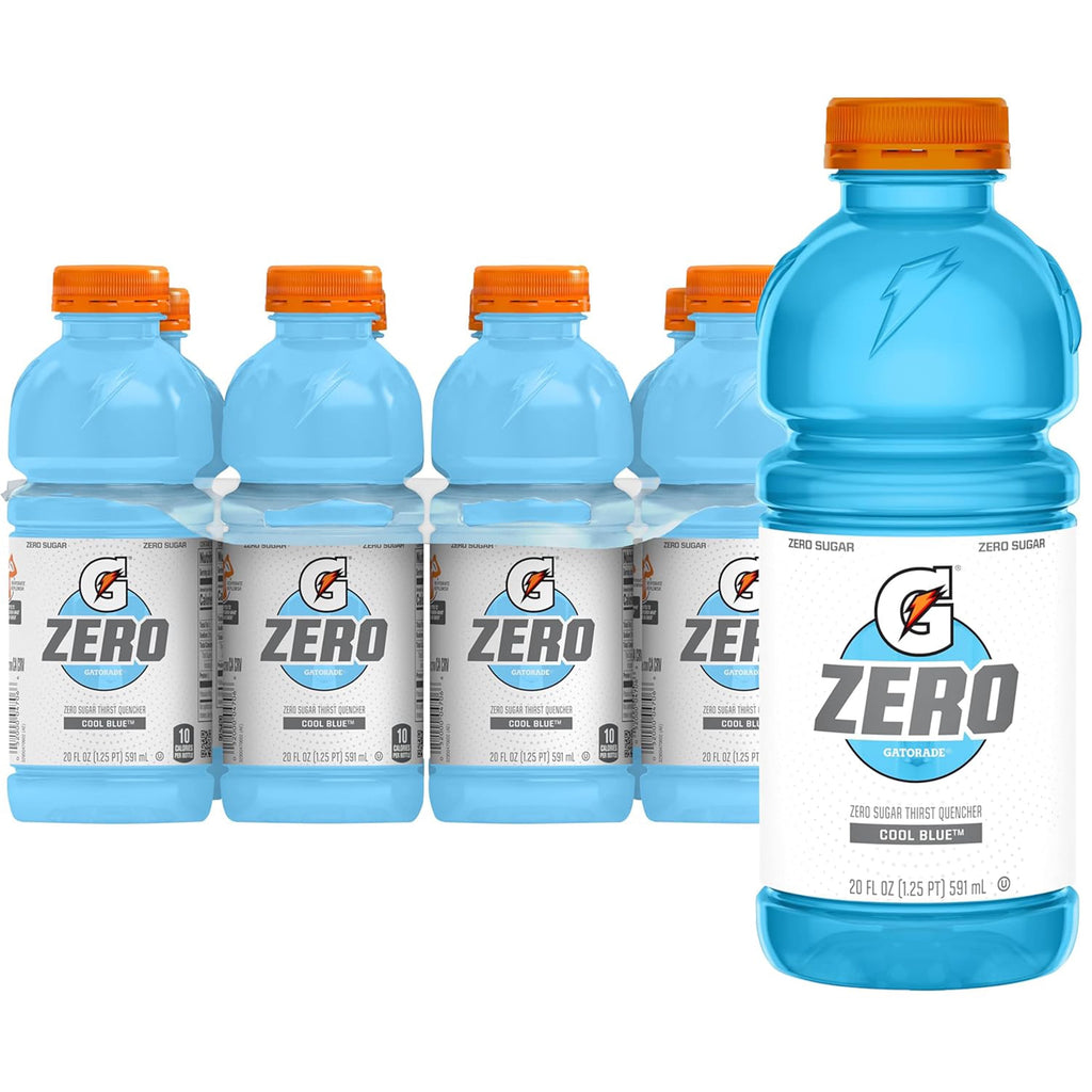 Gatorade Zero Sugar Thirst Quencher Glacier Cherry Sports Drinks, 20 fl oz, 8 Count Bottles