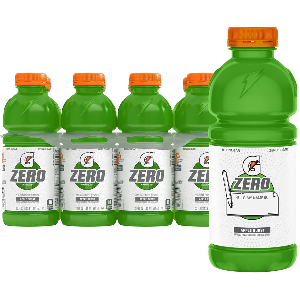Gatorade Zero Sugar Thirst Quencher Glacier Cherry Sports Drinks, 20 fl oz, 8 Count Bottles