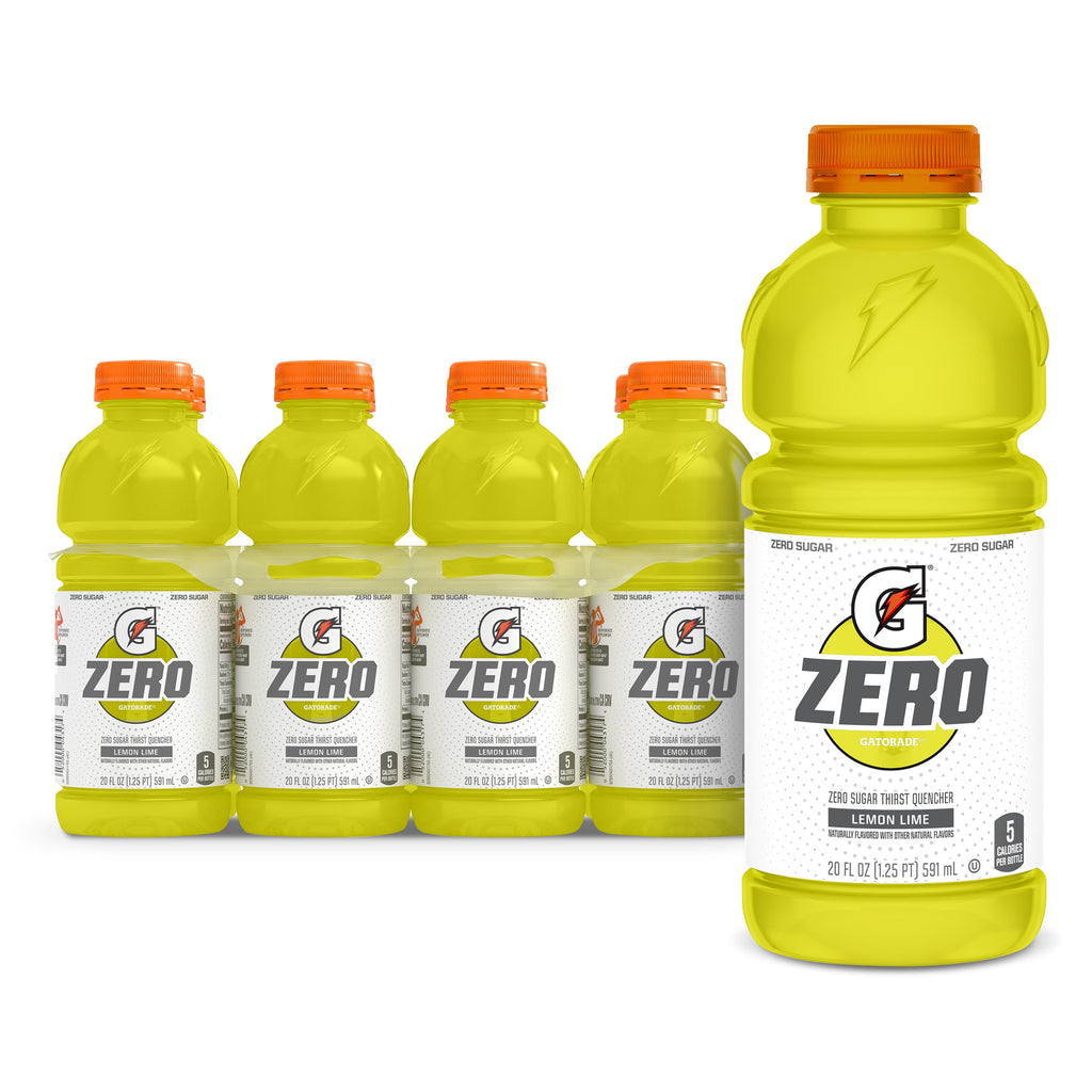 Gatorade Zero Sugar Thirst Quencher Glacier Cherry Sports Drinks, 20 fl oz, 8 Count Bottles