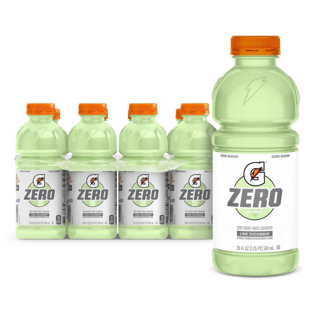 Gatorade Zero Sugar Thirst Quencher Glacier Cherry Sports Drinks, 20 fl oz, 8 Count Bottles