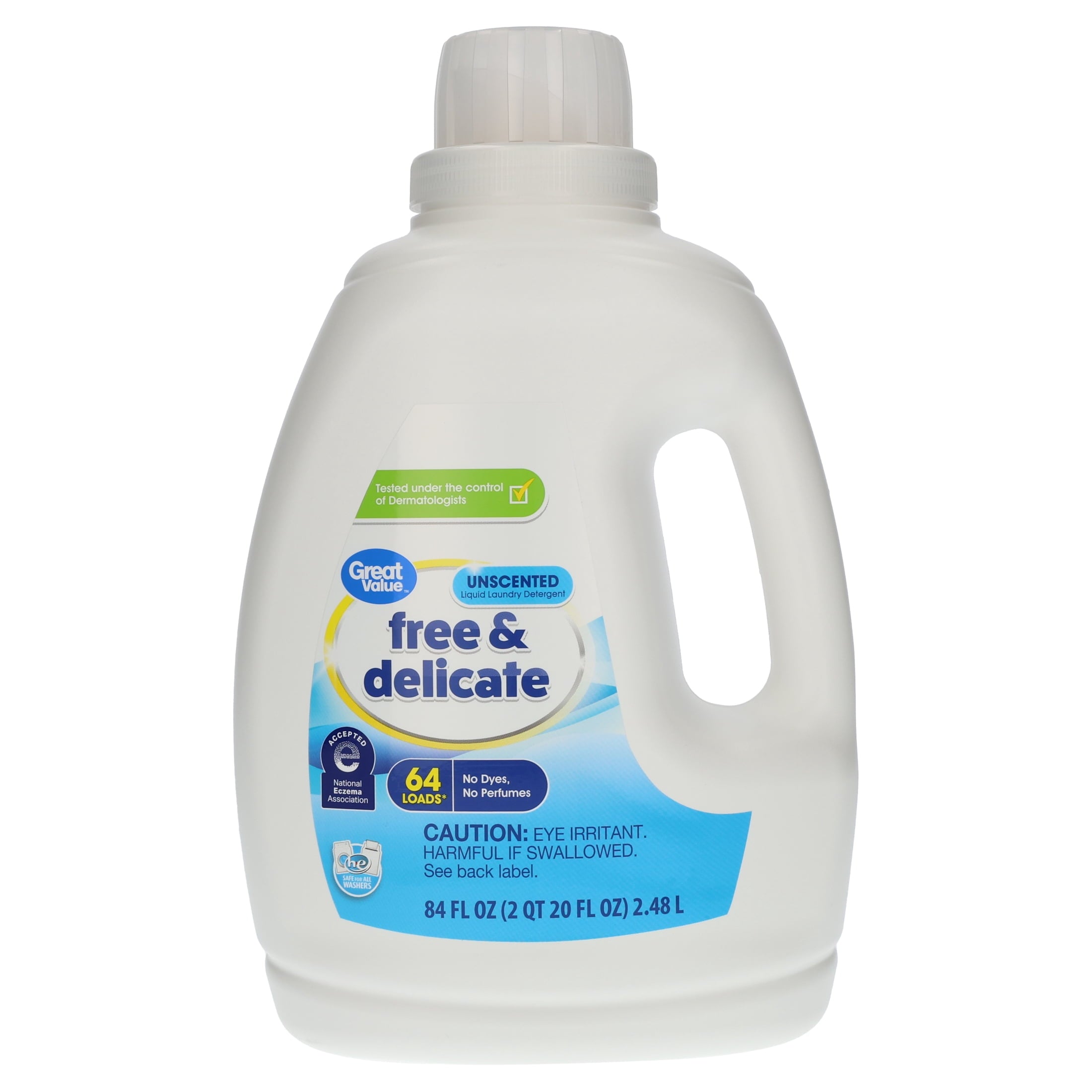 Great Value Free & Delicate Liquid Laundry Detergent, Unscented, 84 fl oz, 64 Loads