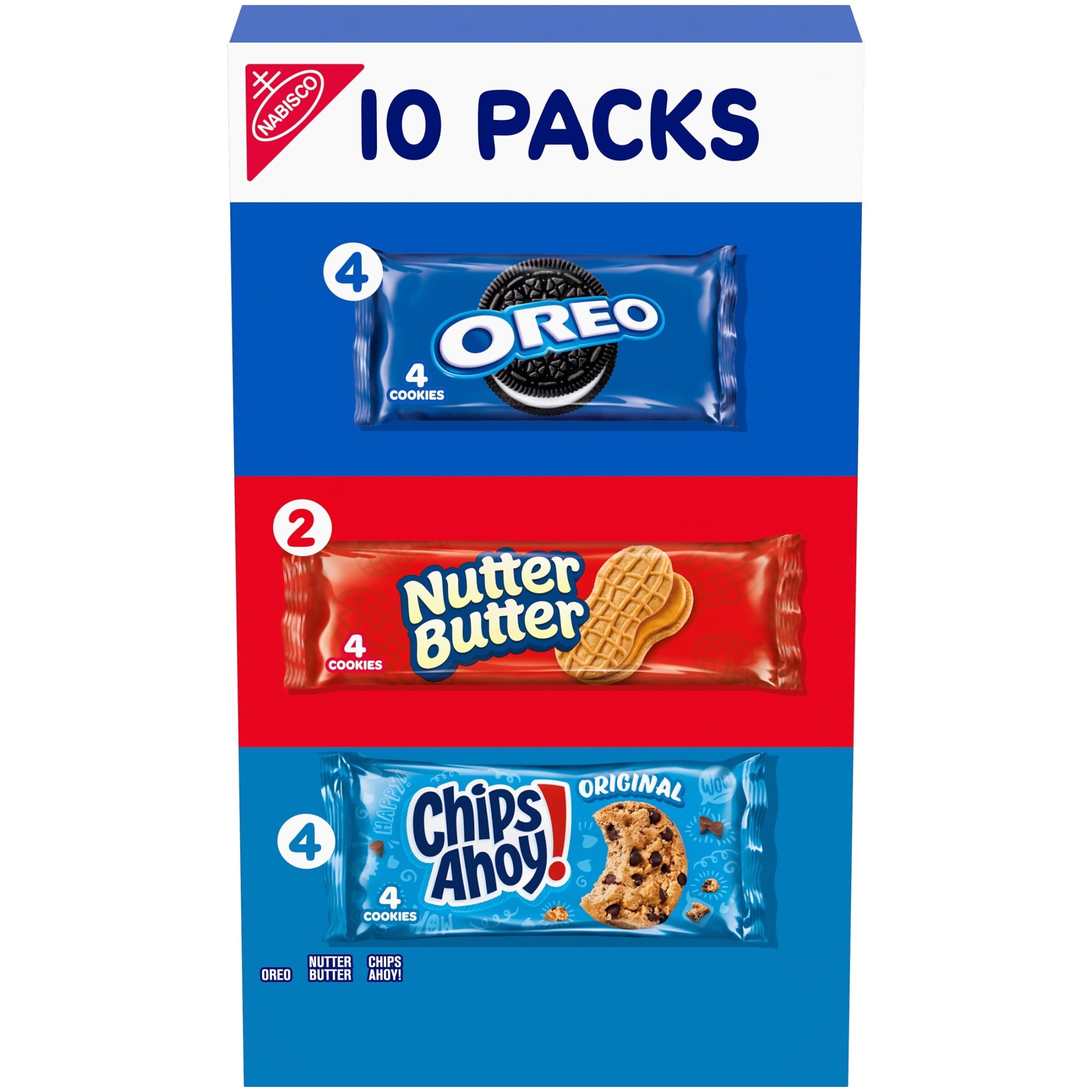 Nabisco Cookies Variety Pack, OREO, Nutter Butter, and CHIPS AHOY!, 10 Four-Cookie Snack Packs