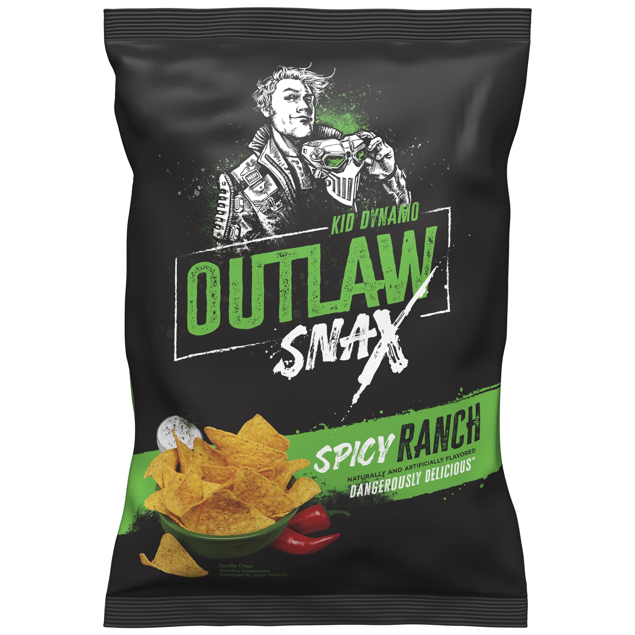 Outlaw Snax Spicy Ranch Flavored Tortilla Chips 10oz Family Size Bag