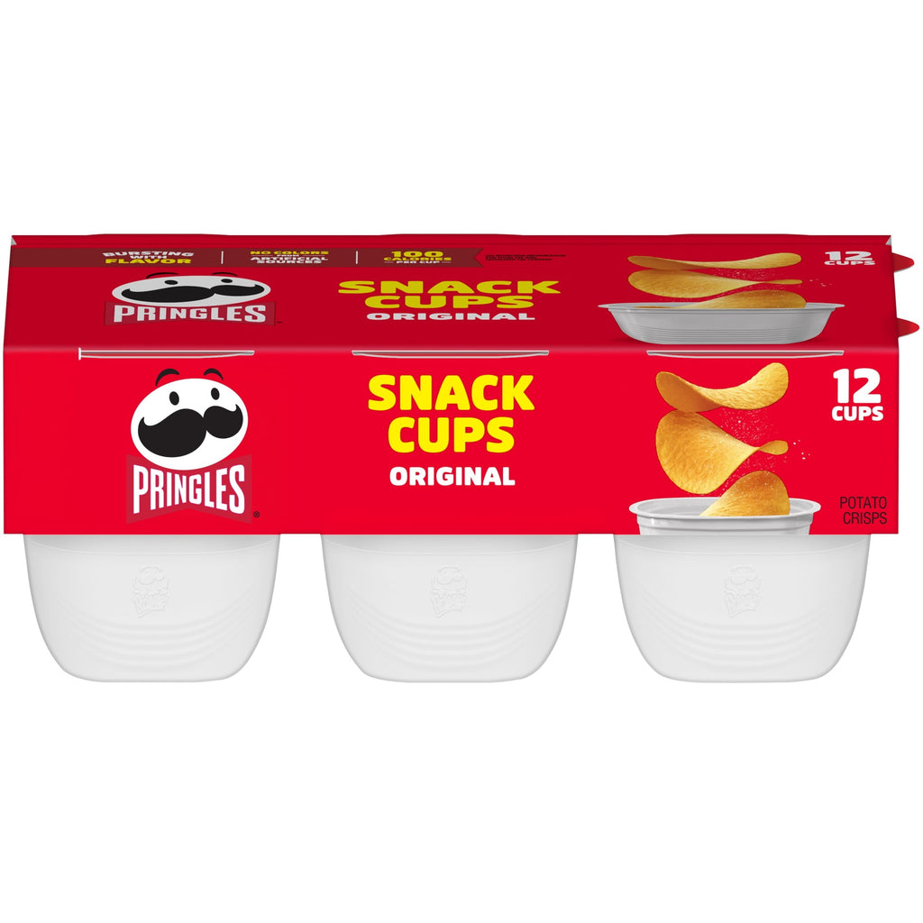 Pringles Potato Crisps Chips, Lunch Snacks, Snack Cups, Original, 8oz Tray (12 Cups)