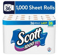 Scott 1,000 Toilet Paper, 36 Rolls, 1,000 Sheets per Roll
