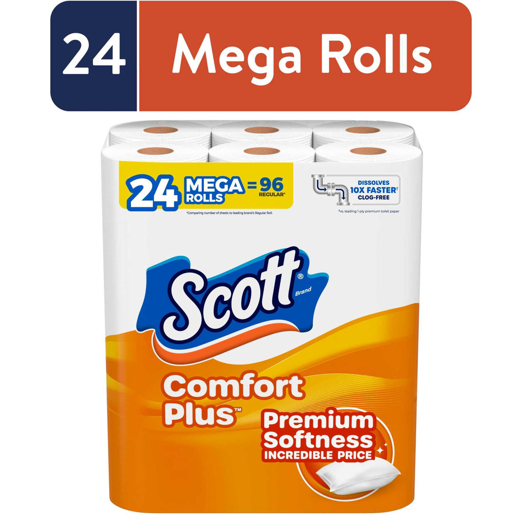 Scott ComfortPlus Toilet Paper, 12 Mega Rolls
