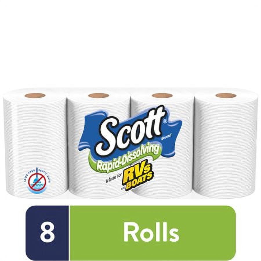 Scott Rapid-Dissolving Toilet Paper for RVs & Boats, 48 Double Rolls (6 Packs of 8 Rolls)