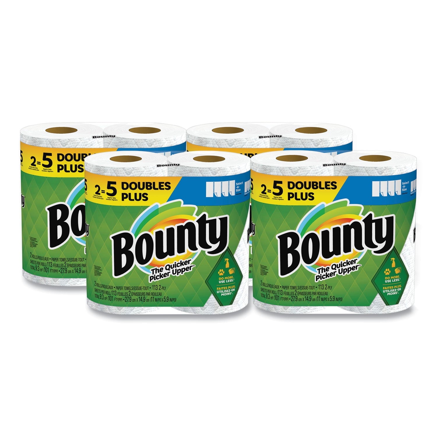 Select-a-Size Kitchen Roll Paper Towels, 2-Ply, White, 6 x 11, 113 Sheets/Roll, 2 Double Plus Rolls/Pack, 4 Packs/Carton | Bundle of 2 Cartons