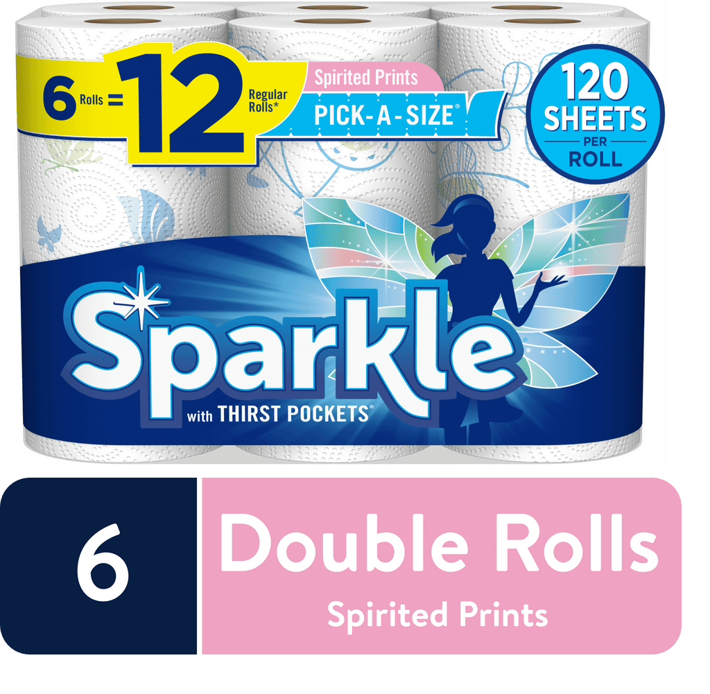Sparkle Paper Towels, Pick-A-Size, Spirited Prints, 6 Double Rolls (= 12 Regular Rolls)