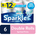 Sparkle Paper Towels, Pick-A-Size, Spirited Prints, 6 Double Rolls (= 12 Regular Rolls)