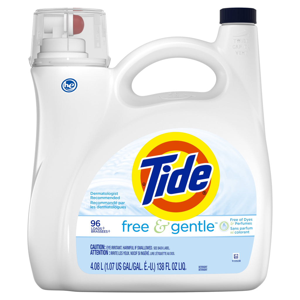 Tide Free & Gentle Liquid Laundry Detergent, 96 loads 138 fl oz