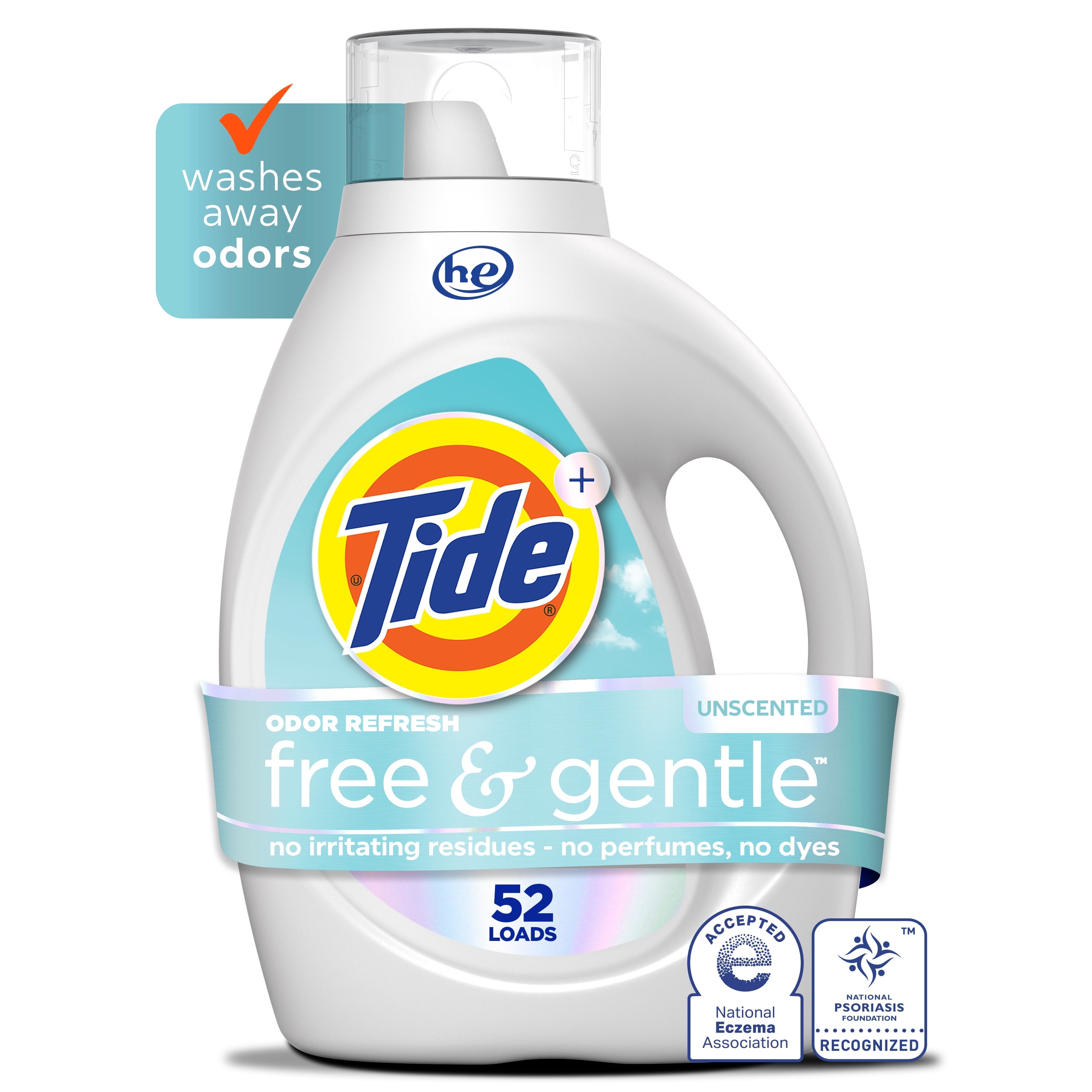 Tide Free & Gentle Laundry Detergent Liquid for Sensitive Skin, Hypoallergenic, Perfume Free, 117 fl oz, 83 Loads