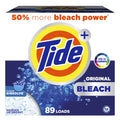Tide Plus Bleach Powder Laundry Detergent, Original Scent, 129 oz, 89 Loads