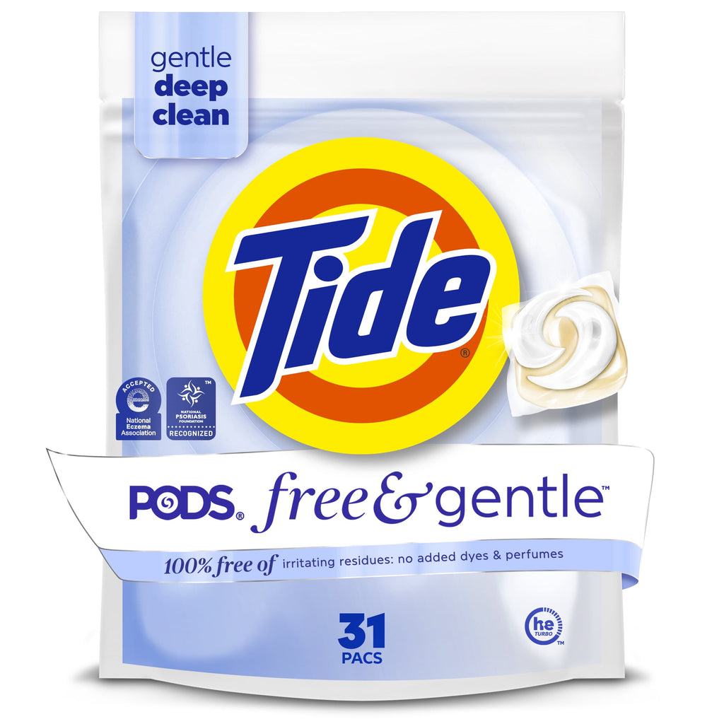 Tide PODS Free & Gentle laundry detergent, 102 ct, Trusted, gentle laundry detergent pods, 100% free of irritating residues: no added dyes and perfumes