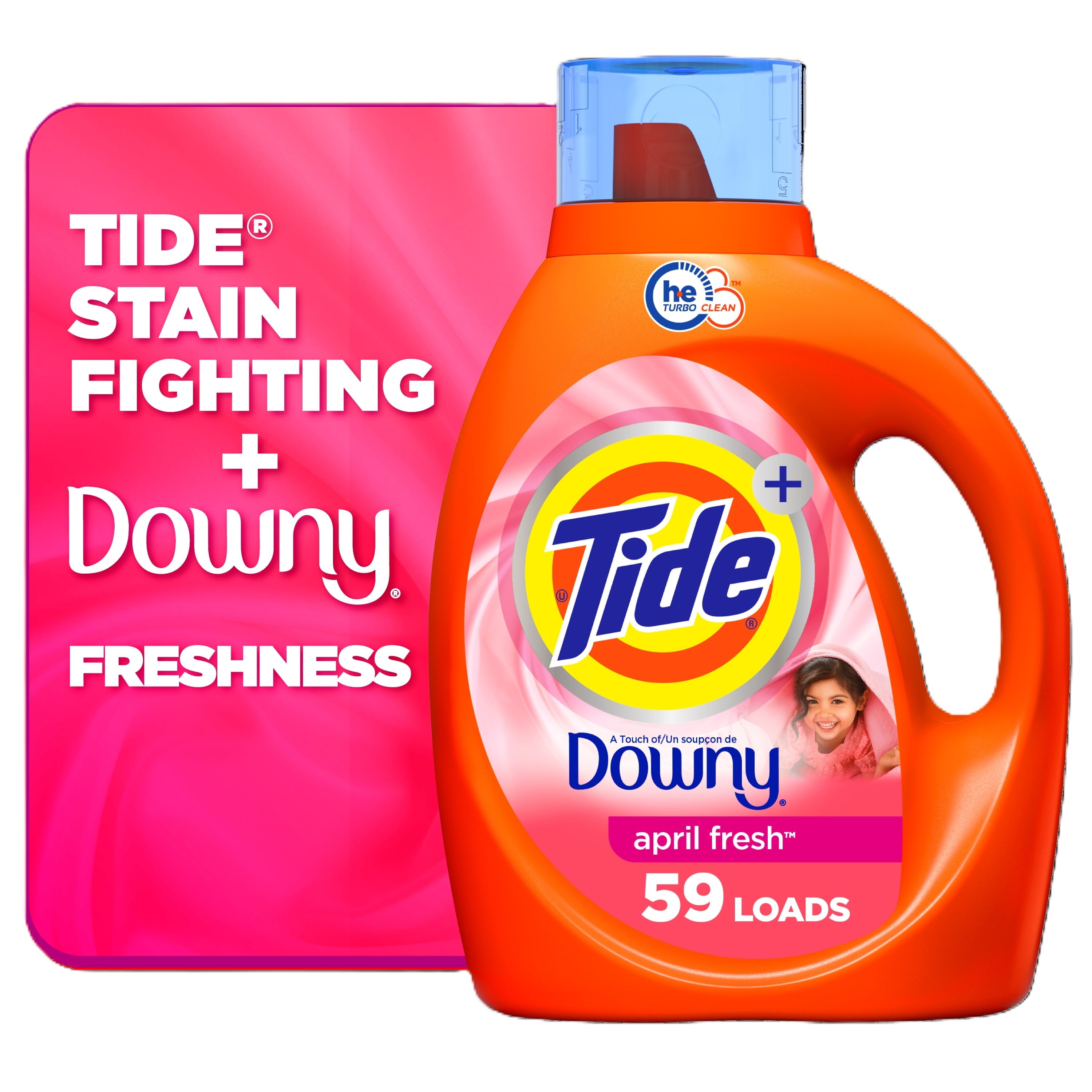 Tide Plus a Touch of Downy Liquid Laundry Detergent, April Fresh Scent, 84 fl oz, 59 Loads