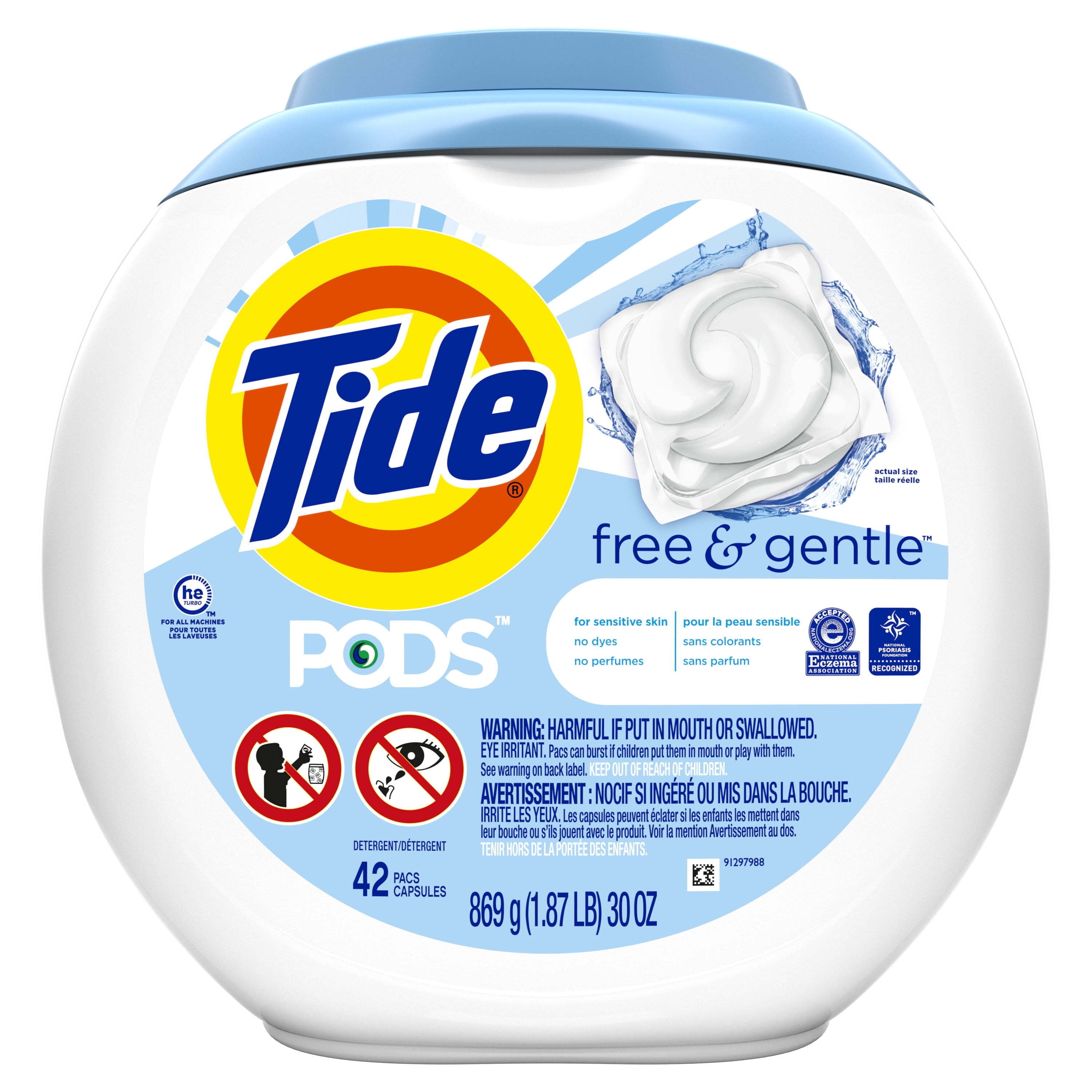 Tide Pods Laundry Detergent Soap Packs, Free and Gentle, 42 Count
