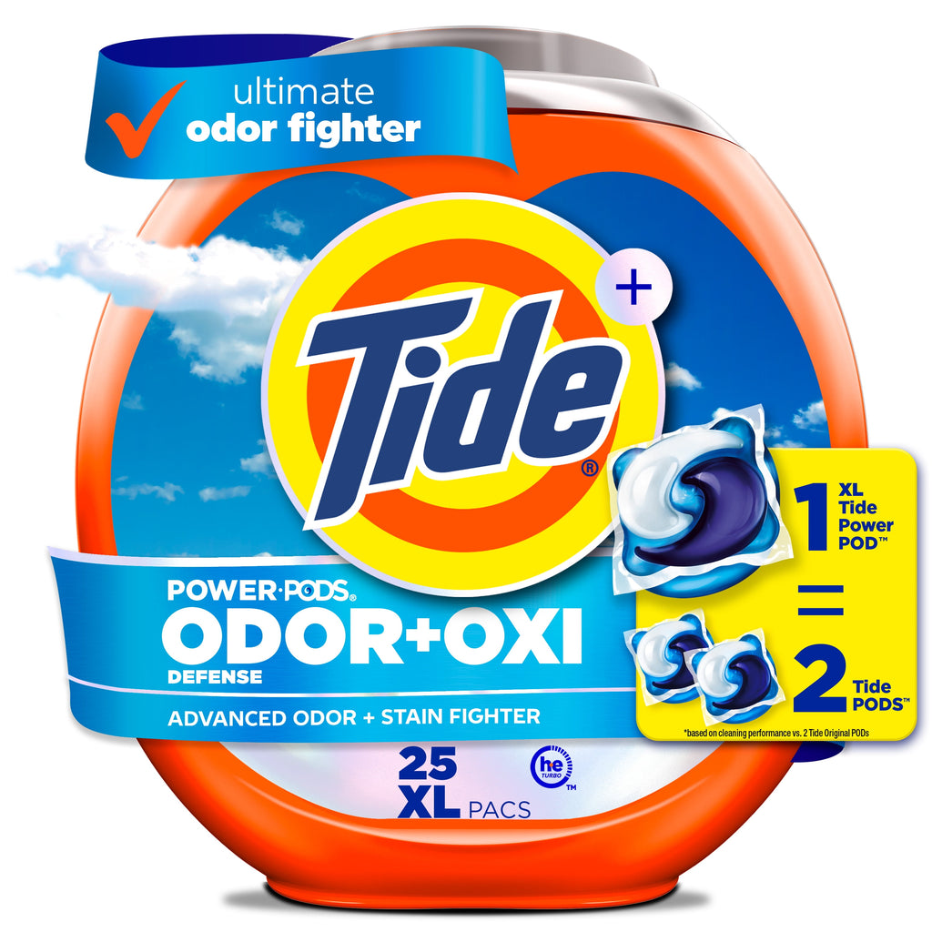 Tide Power PODS Laundry Detergent Soap Pacs with Odor Defense + Oxi, Original Scent, 57 Count