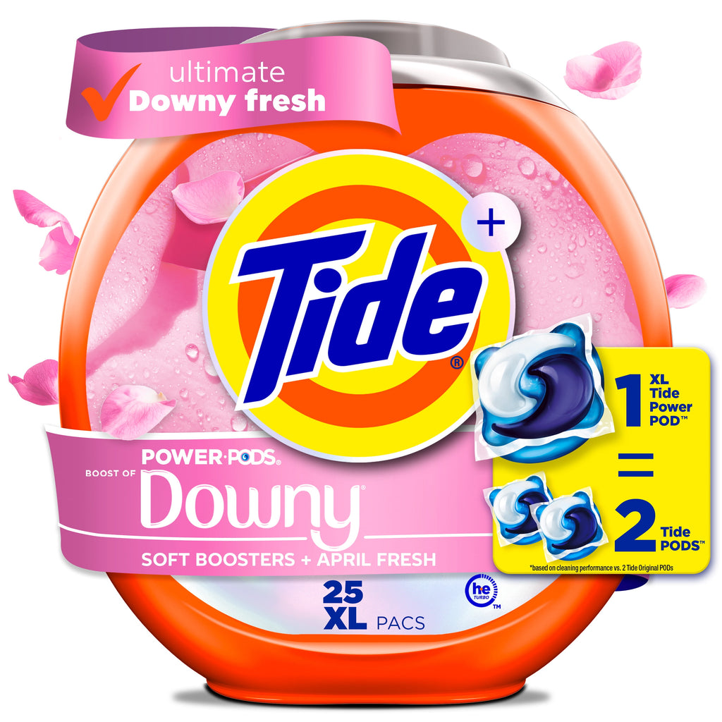 Tide Power PODS Laundry Detergent Pacs with Downy Soft Boosters, April Fresh Scent, 45 Count