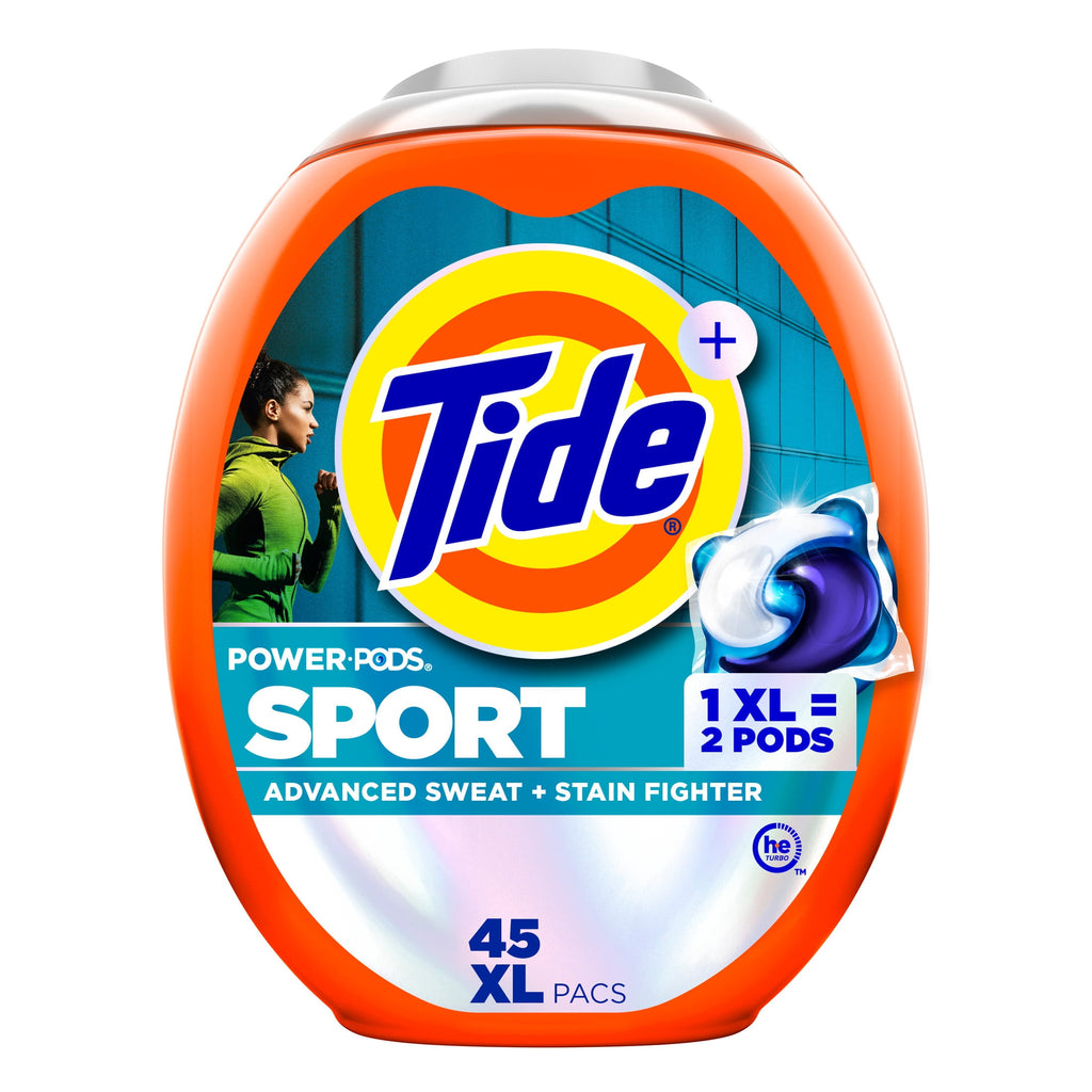 Tide Power Pods Laundry Detergent Soap Packs with Febreze, Sport Odor Defense, 45 Count