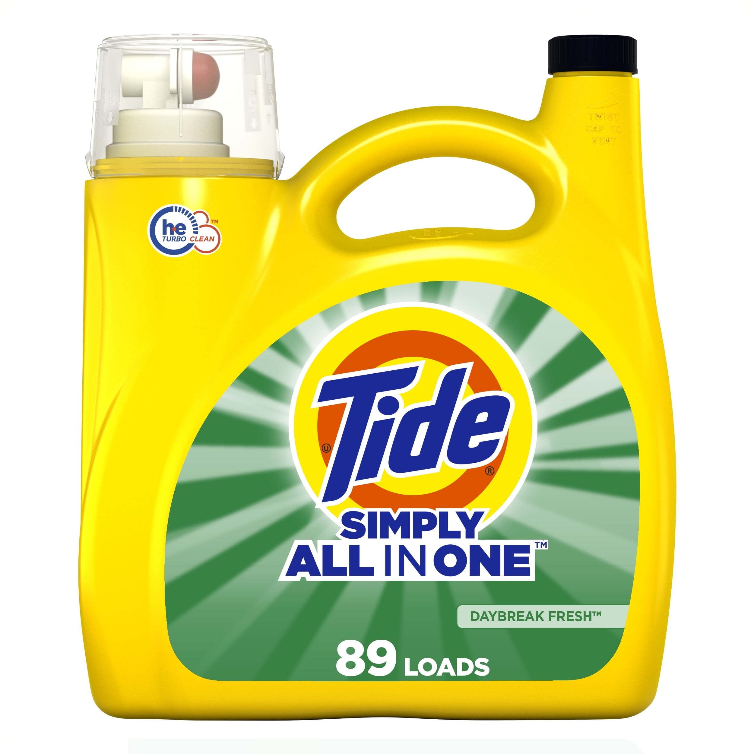 Tide Simply Liquid Laundry Detergent, All-In-One, Daybreak Fresh Scent, 173 fl oz, 138 Loads
