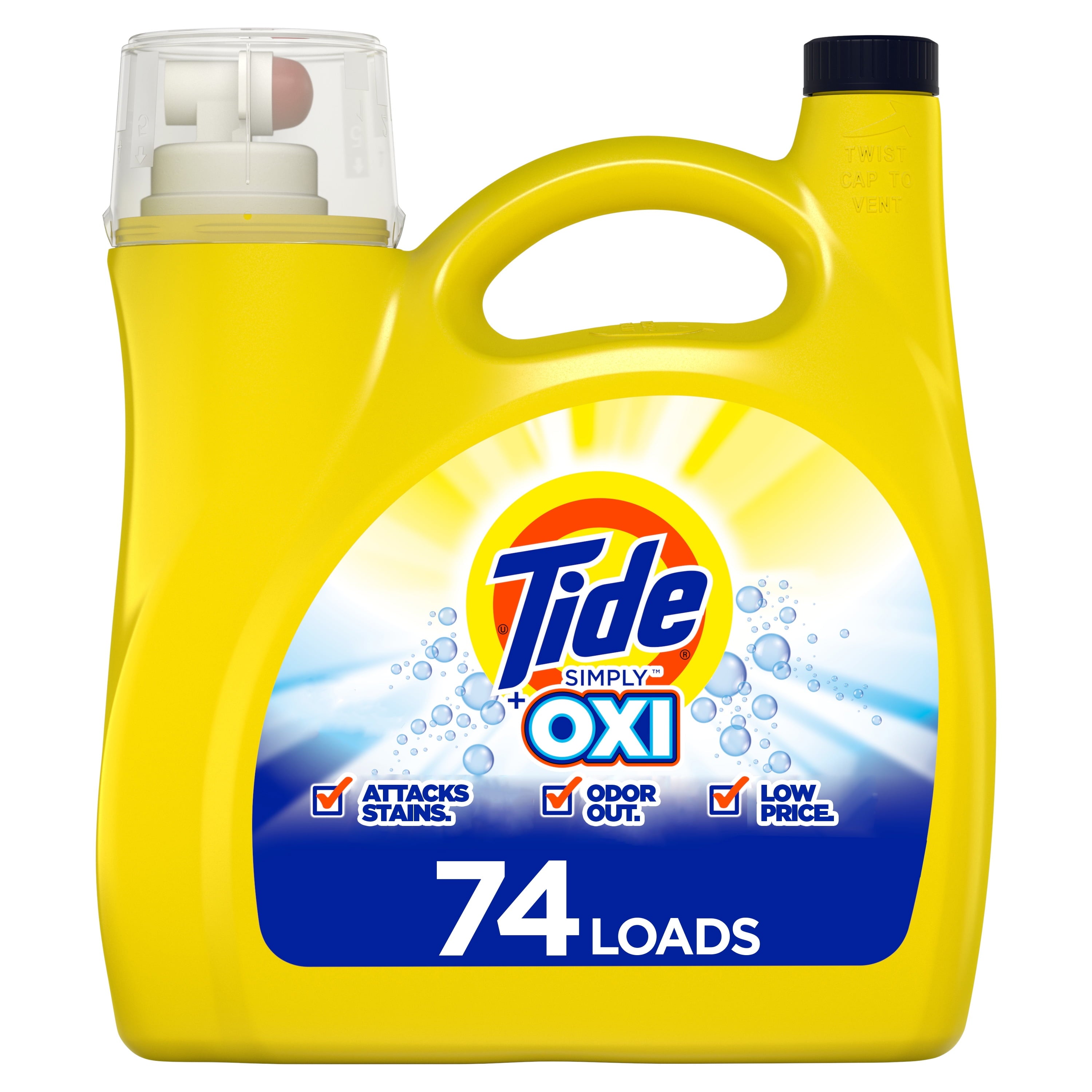 Tide Simply + Oxi Liquid Laundry Detergent, Refreshing Breeze, 96 loads, 150 Fl Oz